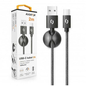 Kábel Aligator Premium 2A, USB-C 2m, čierna