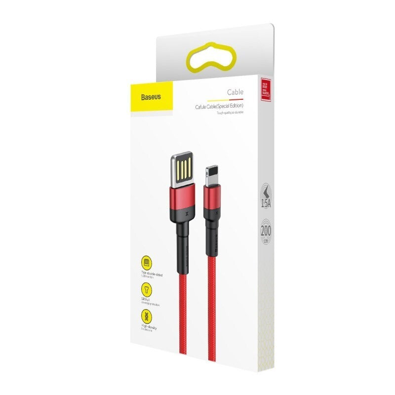 Kábel Baseus Cafule SP, USB na Lightning, 2, 4 A, 1 m, červený