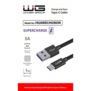 Kábel WG USB Typ C, 5A Super Charge, 1m, čierna