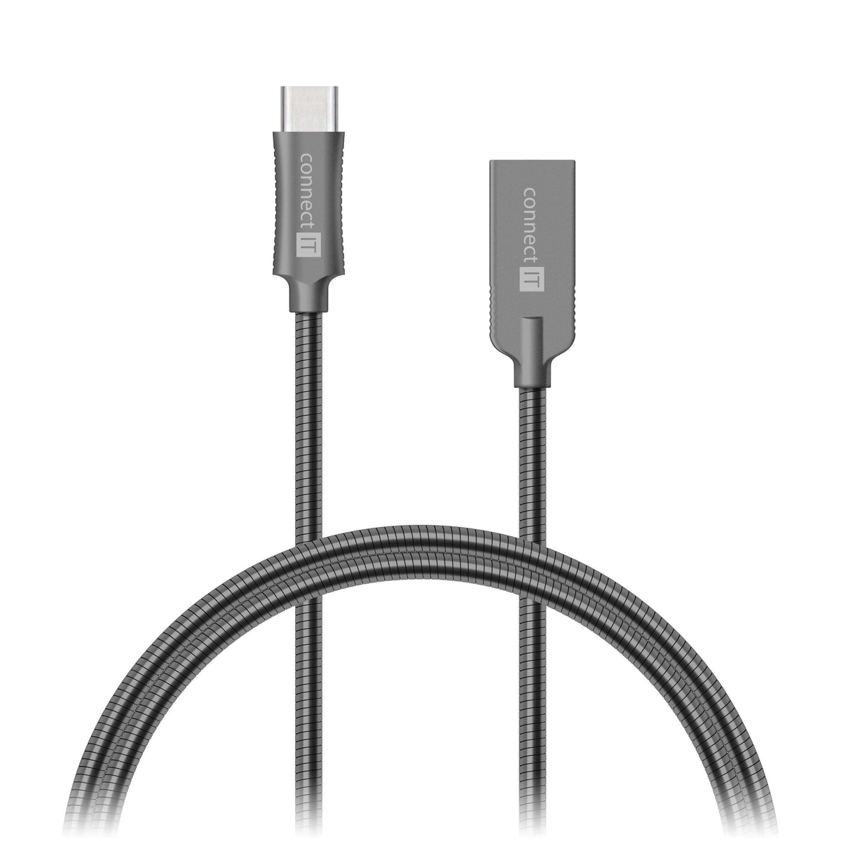 Kábel Wirez Steel Knight USB-C - USB-A, šedý