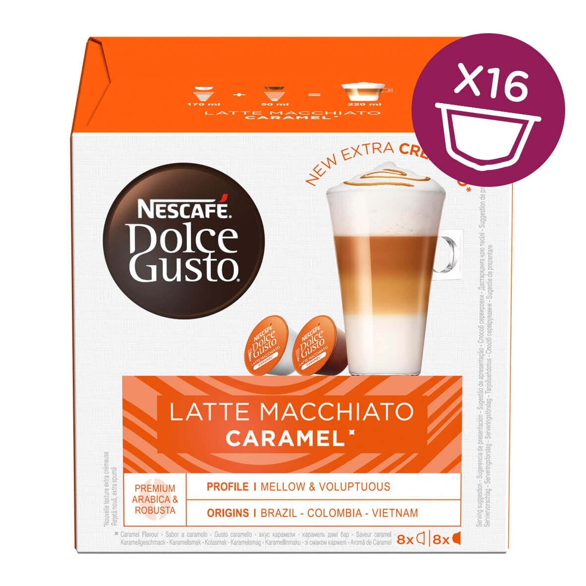 Kapsle Nescafé Dolce Gusto Latte Macchiatto Caramel, 16ks Tovar s prechádzajúcou expiráciou