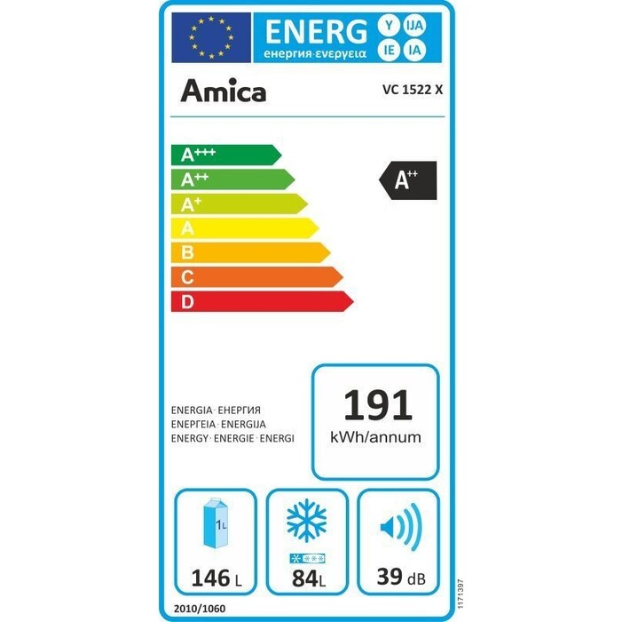 Kombinovaná chladnička Amica VC 1522 X, A++ VADA VZHĽADU, ODRENI