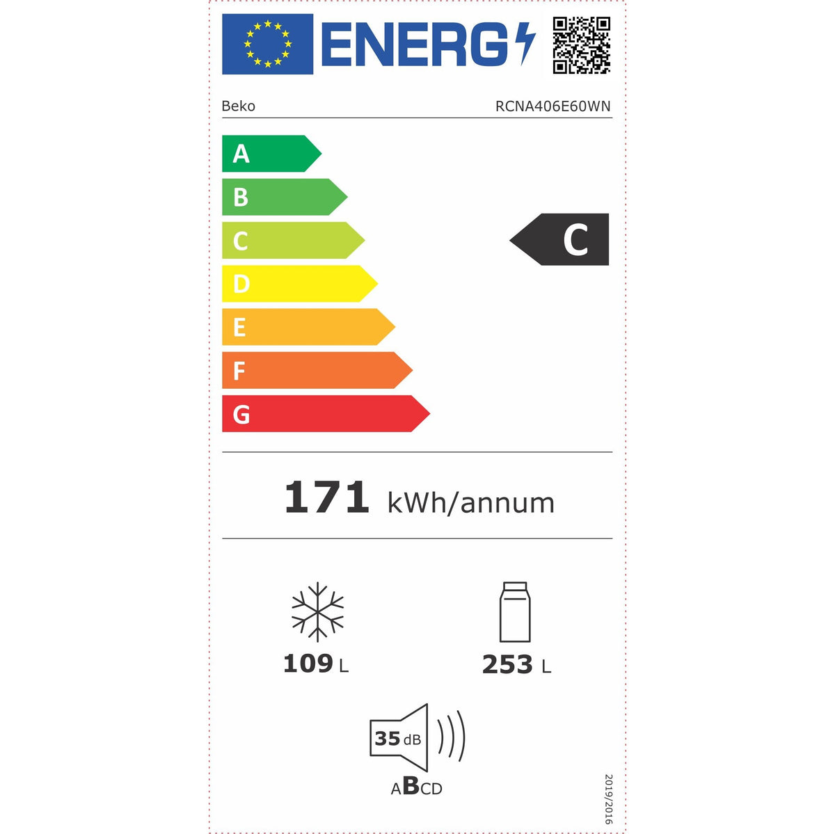 Kombinovaná chladnička s mrazničkou dole Beko RCNA406E60WN POŠKOD