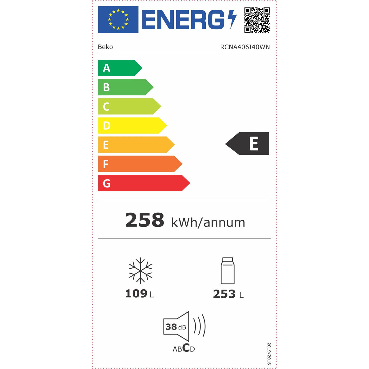 Kombinovaná chladnička s mrazničkou dole Beko RCNA406I40WN