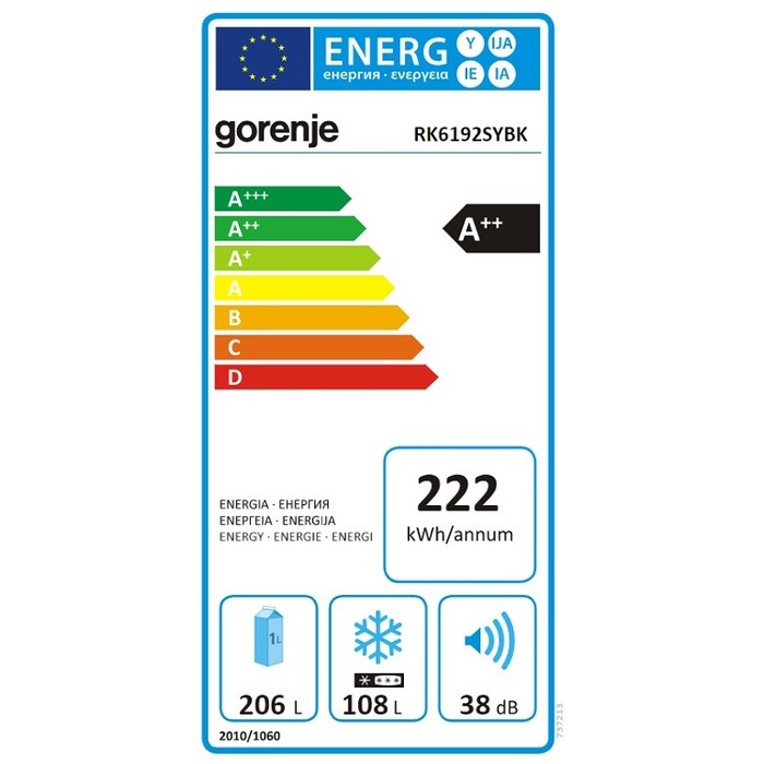 Kombinovaná chladnička s mrazničkou dole Gorenje RK6192SYBK VADA