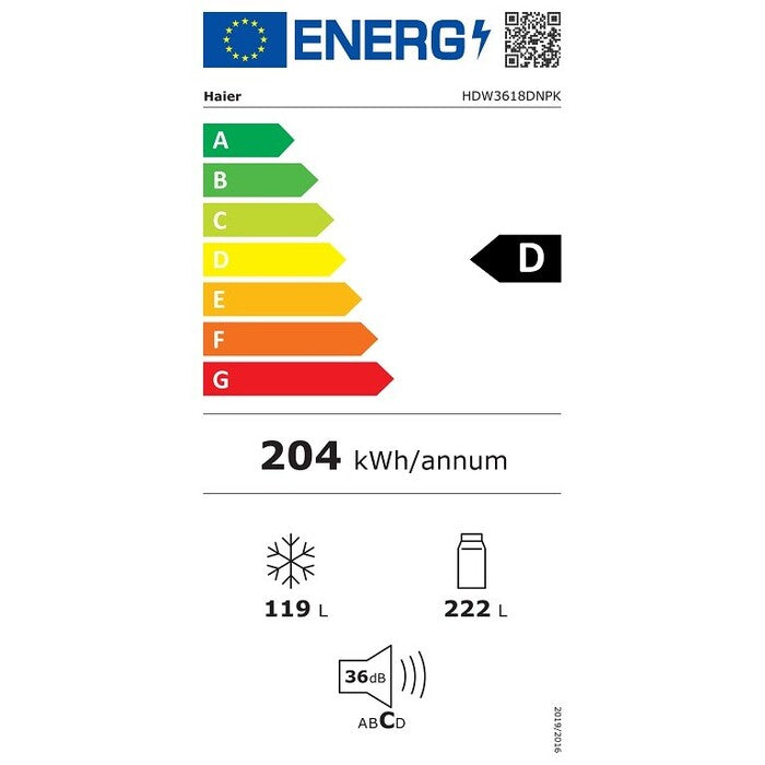 Kombinovaná chladnička s mrazničkou dole Haier HDW3618DNPK