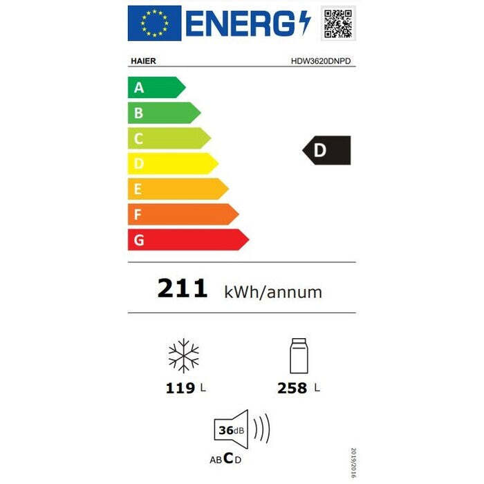 Kombinovaná chladnička s mrazničkou dole Haier HDW3620DNPD