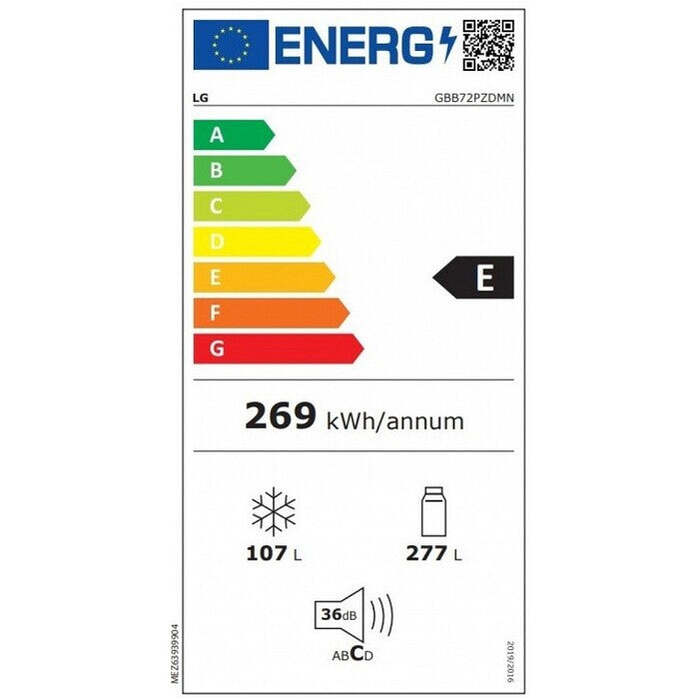 Kombinovaná chladnička s mrazničkou dole LG GBB72PZDMN VADA VZHĽ