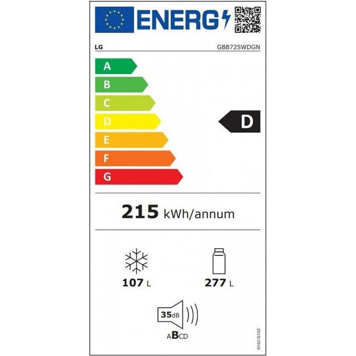 Kombinovaná chladnička s mrazničkou dole LG GBB72SWDGN