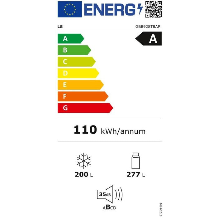 Kombinovaná chladnička s mrazničkou dole LG GBB92STBAP, A