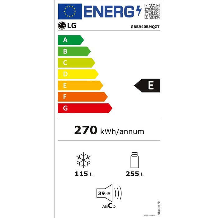 Kombinovaná chladnička s mrazničkou dole LG GBB940BMQZT