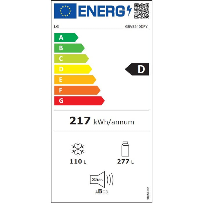 Kombinovaná chladnička s mrazničkou dole LG GBV5240DPY