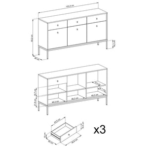 Komoda Pernilla (3x dvere, 3x zásuvka, červená)