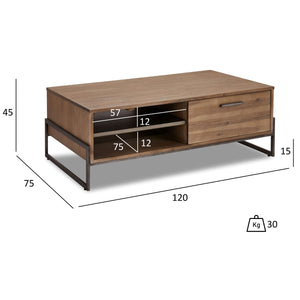 Konferenčný stolík Sturla - 120x45x75 cm (hnedá)