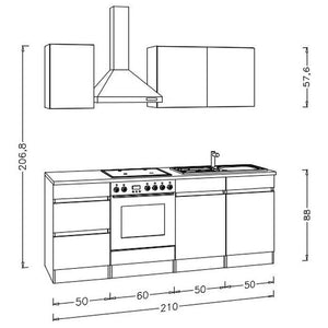 Kuchyňa Trixy biela 210 cm - II. akosť