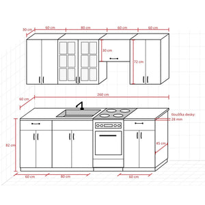 Kuchyně Michelle - 260 cm (bílá) - II. akosť