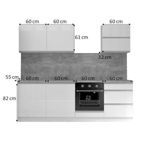 Kuchynská linka Maya 2 240 cm (biela vysoký lesk)