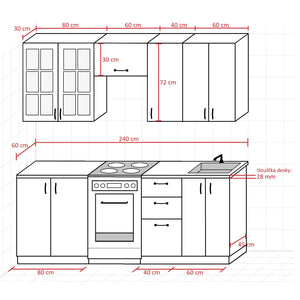 Kuchynská linka Michelle 240 cm (biela) - II. akosť