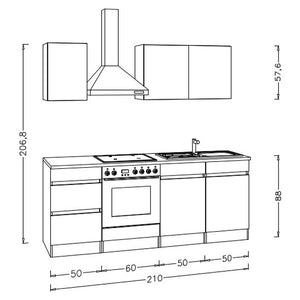 Kuchynská linka Trixy antracit 210 cm