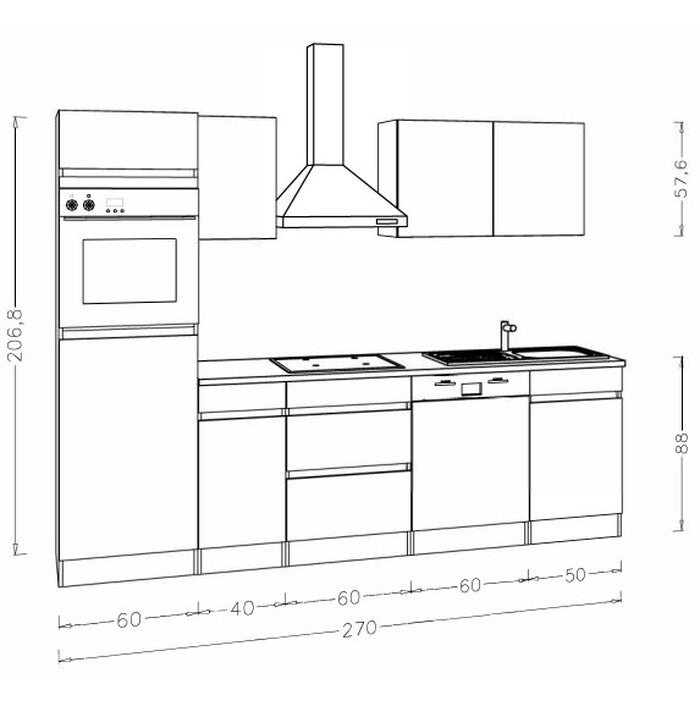 Kuchynská linka Trixy antracit 270 cm - II. akosť