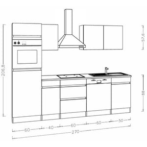 Kuchynská linka Trixy antracit 270 cm - II. akosť