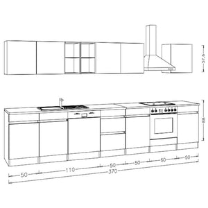 Kuchynská linka Trixy antracit 370 cm - II. akosť