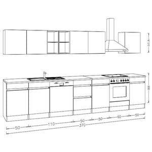 Kuchynská linka Trixy biela 370 cm - II. akosť