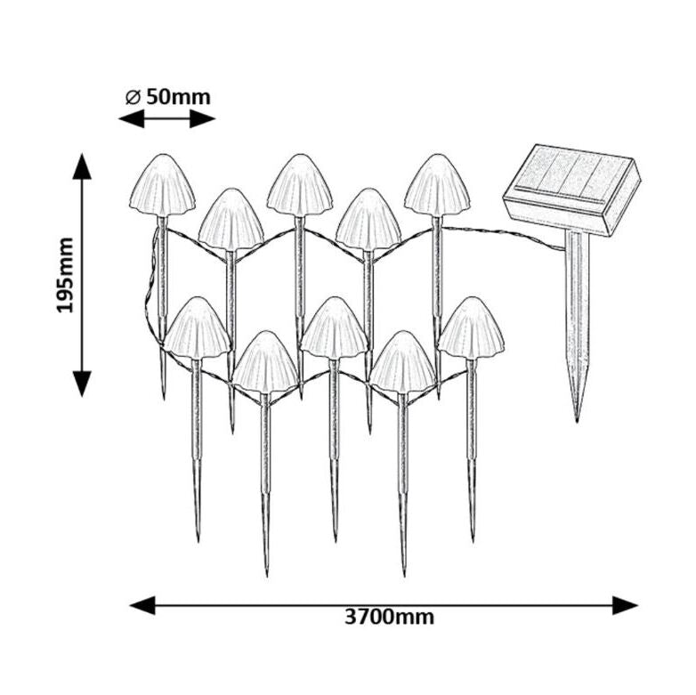 LED vonkajšie solárne svietidlo Rabalux 77007 Skadar, 10 svetiel