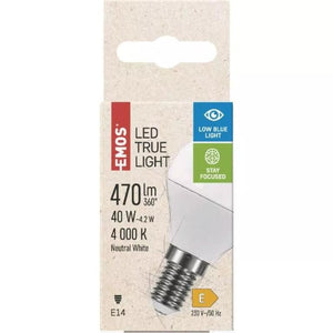 LED žiarovka Emos True Light, 4,2 W, E14, neutrálna biela