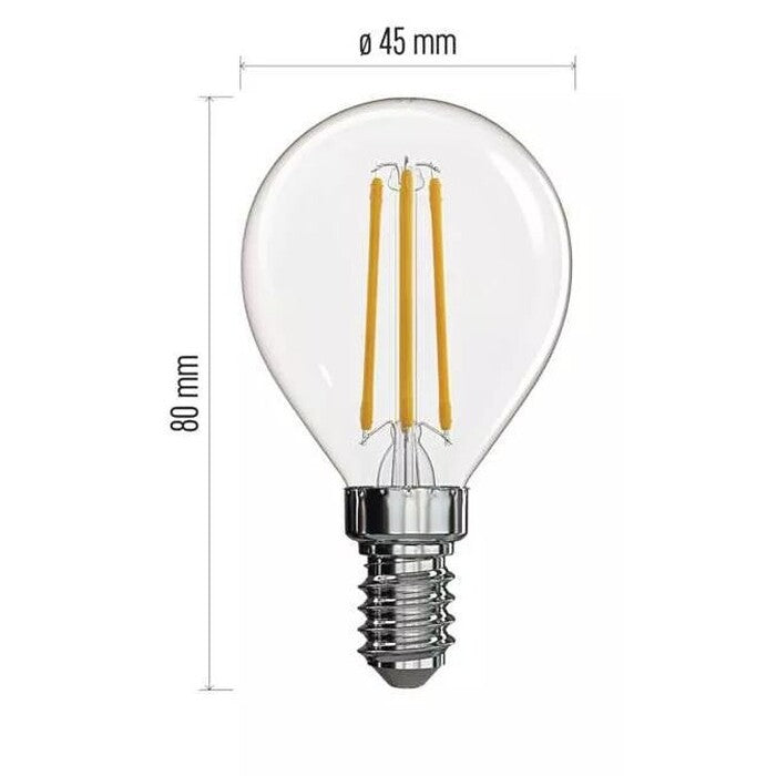 LED žiarovka Emos ZF1221 Mini Globe, E14, 3,4 W, neutrál biela