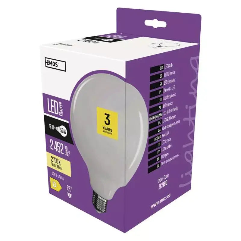 LED žiarovka Emos ZF2180 Filament, E27, 18W, teplá biela