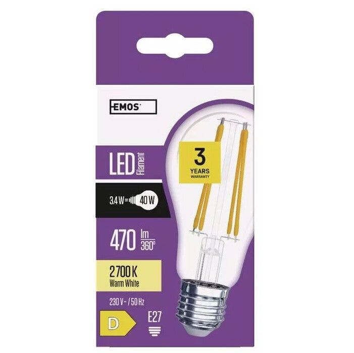 LED žiarovka Emos ZF5120 A60, E27, 3,4 W, teplá biela