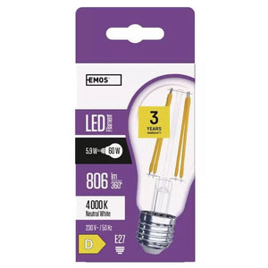 LED žiarovka Emos ZF5141 A60, E27, 5,9 W, neutrál biela