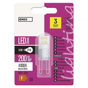 LED žiarovka Emos ZQ9525 Classic, G9, 1,9W, neutrálna biela