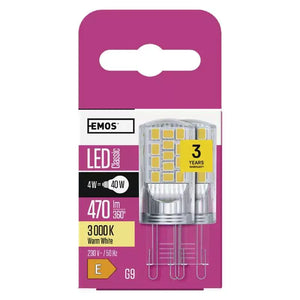 LED žiarovka Emos ZQ9544.2, G9, 4W, teplá biela, 2 ks