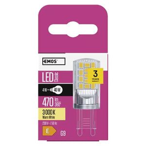 LED žiarovka Emos ZQ9544, G9, 4W, teplá biela