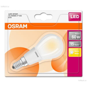 LED žiarovka Osram STAR, E14, 6W, guľatá, číra, teplá biela