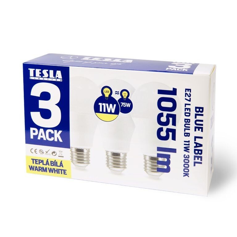 LED žiarovka Tesla Bulb E27, 11W, teplá biela, 3ks v balenie