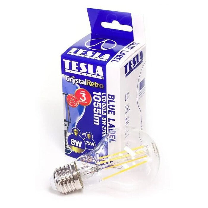 LED žiarovka Tesla, Filament bulb, E27, 8W, 2700K, teplá biela