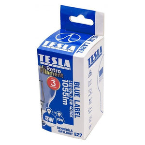 LED žiarovka Tesla, Filament retro, E27, 8W, 4000K, denná biela