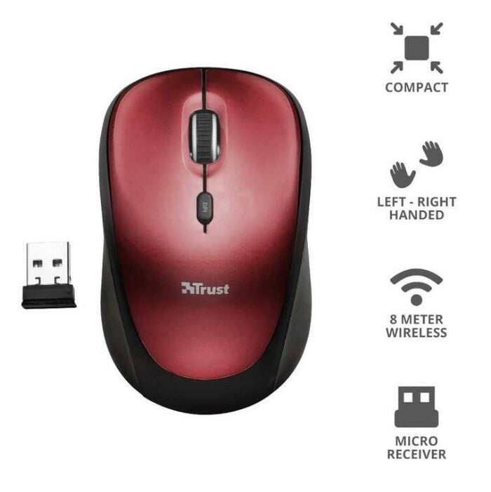 Myš Trust Yvi Wireless Mouse USB-červená (19522)