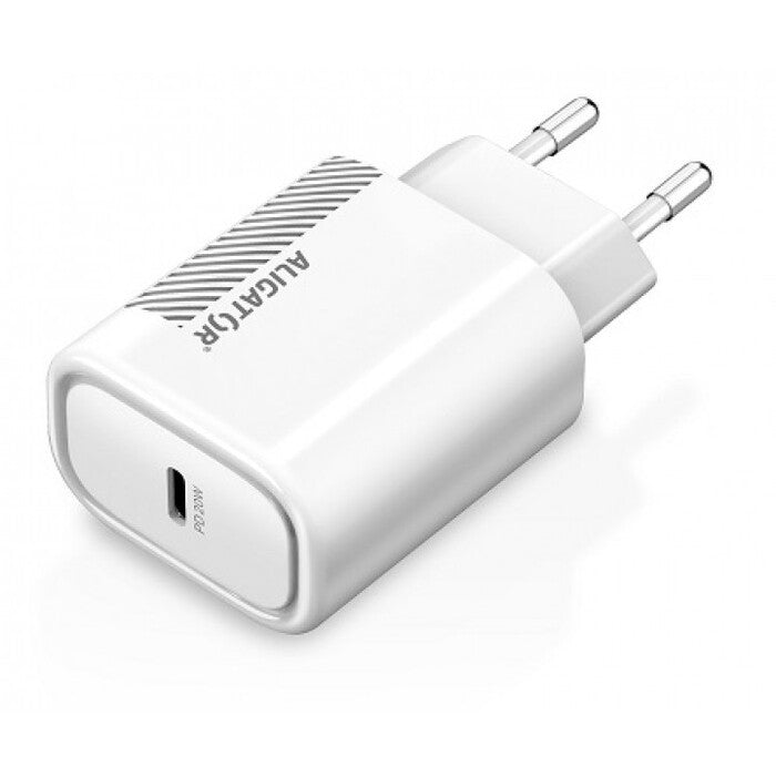 Nabíjačka Aligator 1xPD Typ-C 20 W + 1xUSB + kábel Typ-C, biela