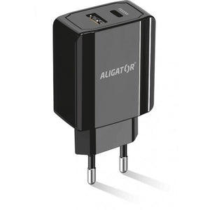 Nabíjačka Aligator 1xPD Typ-C 20 W + 1xUSB + kábel Typ-C, čierna