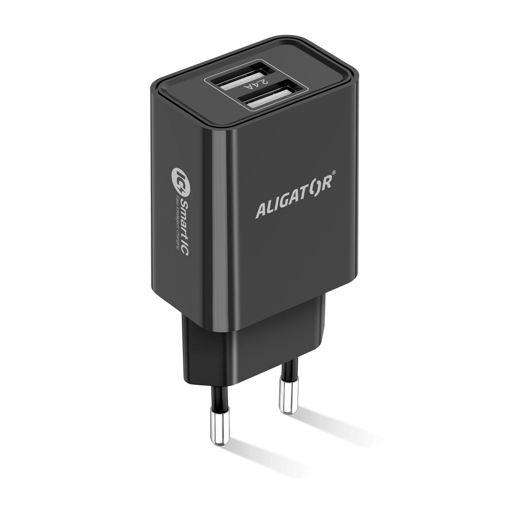 Nabíjačka Aligator 2,4A, 2xUSB, smart IC, čierna