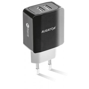 Nabíjačka Aligator 3.4A, 2xUSB + kábel lightning, čierna