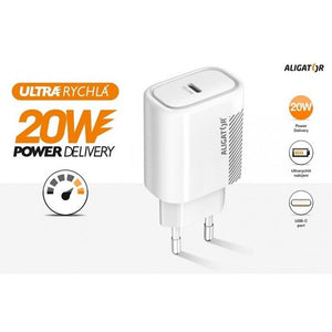 Nabíjačka Aligator Power Delivery 20W, USB-C, biela