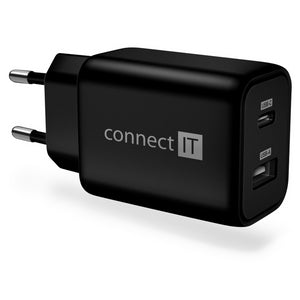 Nabíjačka Connect IT Wanderer 2, 33W PD, 1x Typ C+1x USB, čierna