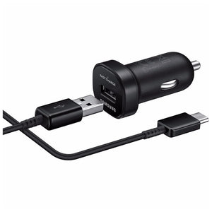 Nabíjačka do auta Samsung 1xUSB + kabel Typ C, čierna