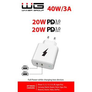 Nabíjačka WG 2xUSB, 40W, biela