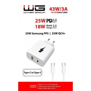 Nabíjačka WG 2xUSB, 43W, biela